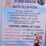 CẦU NGUYỆN CHO : BÀ MARIA MADALENA NGUYỄN THỊ LAN PHƯƠNG