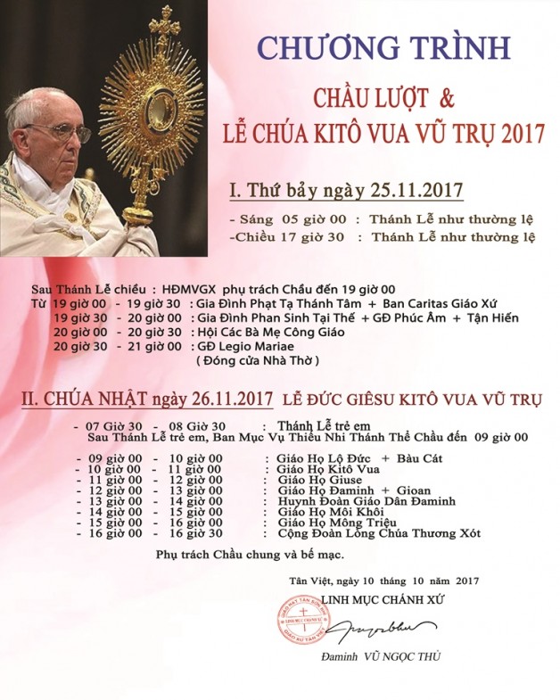 GIÁO XỨ TÂN VIỆT CHẦU THÁNH THỂ – THAY GIÁO PHẬN  25.11.2017