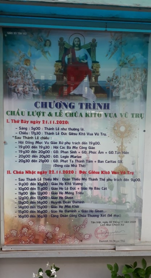 CHƯƠNG TRÌNH CHẦU LƯỢT & LỄ CHÚA KITÔ VUA VŨ TRỤ
