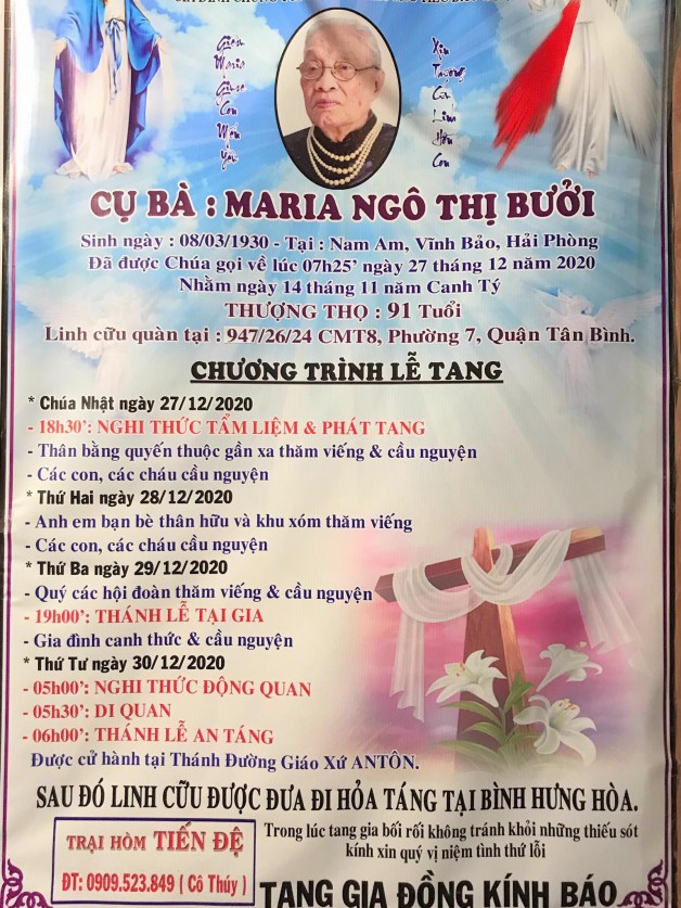 CẦU NGUYỆN CHO BÀ MARIA NGÔ THỊ BƯỞI.