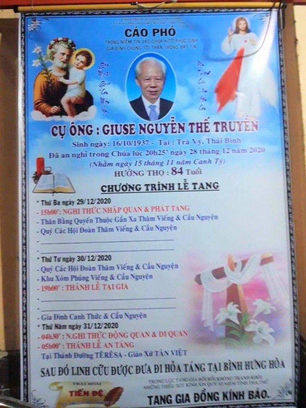 THÁNH LỄ AN TÁNG CHO CỤ ÔNG GIUSE NGUYỄN THẾ TRUYỀN.
