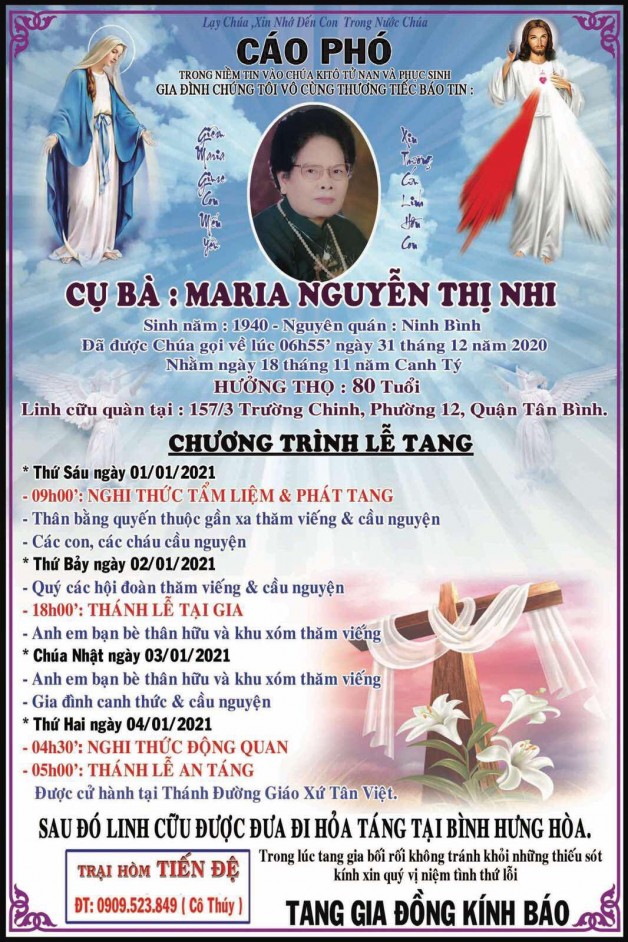 THÁNH LỄ AN TÁNG CHO CỤ BÀ MARIA NGUYỄN THỊ NHI.