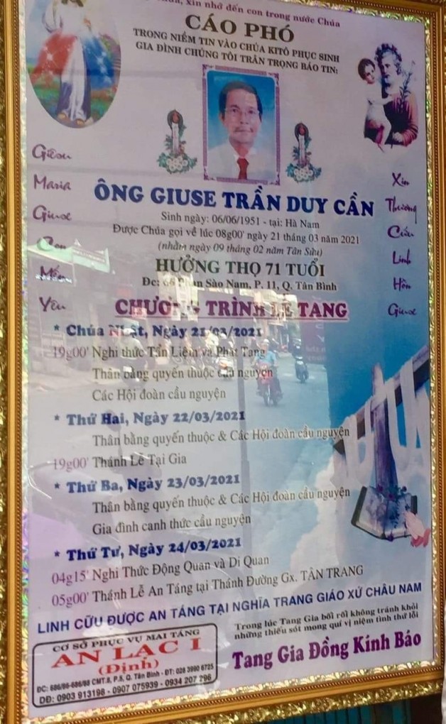 THÁNH LỄ AN TÁNG CHO ÔNG GIUSE TRẦN DUY CẦN