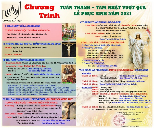 TUẦN THÁNH TAM NHẬT VƯỢT QUA LỄ PHỤC SINH NĂM 2021