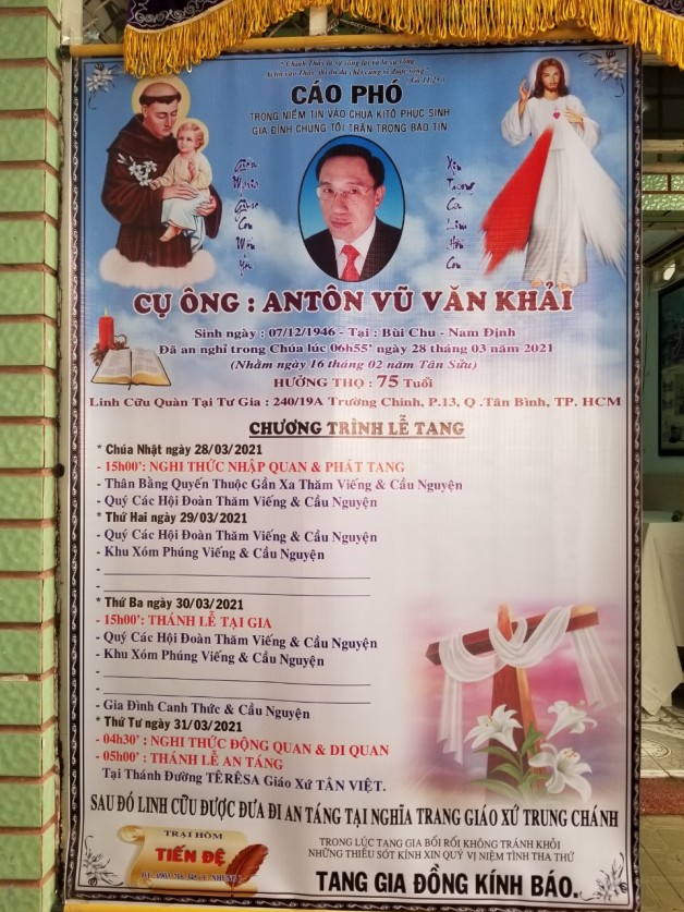 THÁNH LỄ AN TÁNG CHO CỤ ÔNG ANTÔN VŨ VĂN KHẢI