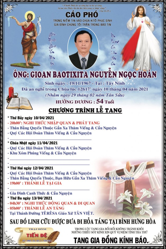 THÁNH LỄ AN TÁNG CHO ÔNG GIOAN BAOTIXITA NGUYỄN NGỌC HOÀN