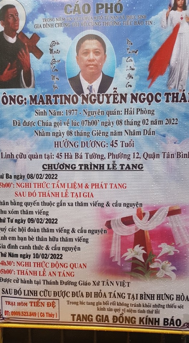 CẦU NGUYỆN CHO ÔNG MARTINO NGUYỄN NGỌC THÁI
