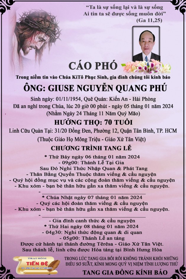 CẦU NGUYỆN CHO  ÔNG GIU SE NGUYỄN QUANG PHÚ