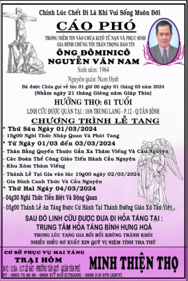 CẦU NGUYỆN CHO ÔNG ĐAMINH NGUYỄN VĂN NAM