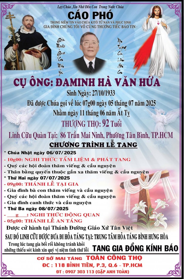 CẦU NGUYỆN CHO CỤ ÔNG ÄAMINH HÀ VÄ‚N HỨA