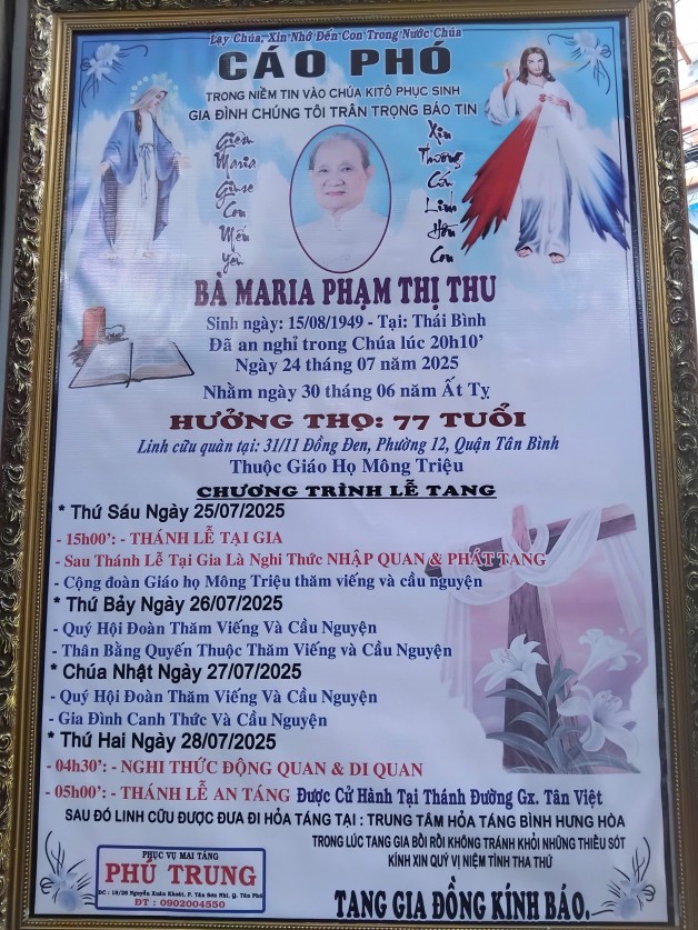 CẦU NGUYỆN CHO BÀ MARIA PHẠM THỊ THU