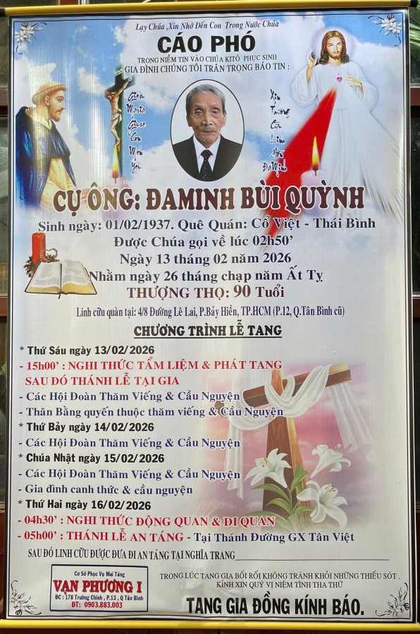 CẦU NGUYỆN CHO CỤ ÔNG ĐAMINH BÙI QUỲNH (Ông Dương)