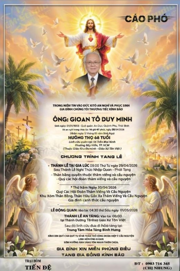 CẦU NGUYỆN CHO ÔNG GIOAN TÔ DUY MINH