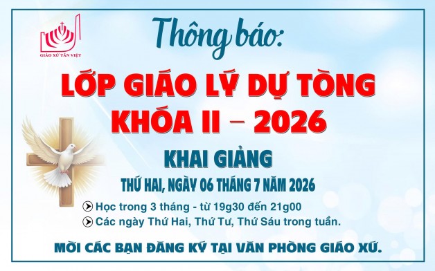 Lớp giáo lý Dự Tòng khóa II năm 2026