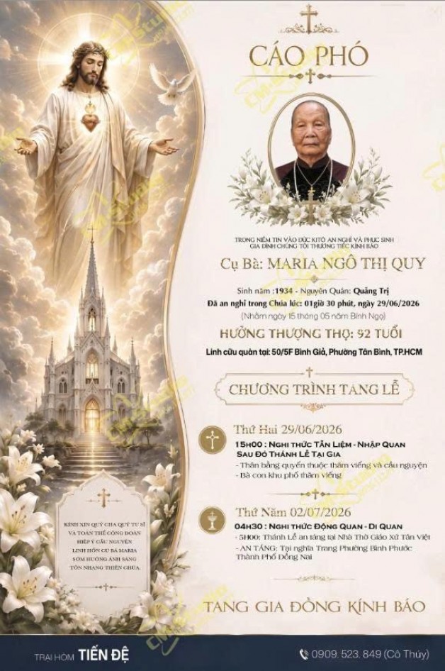 CẦU NGUYỆN CHO CỤ BÀ MARIA NGÔ THỊ QUY