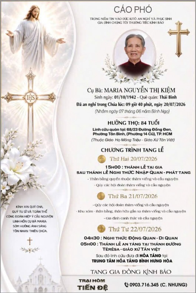 CẦU NGUYỆN CHO CỤ BÀ MARIA NGUYỄN THỊ KIỆM (Bà Bình)