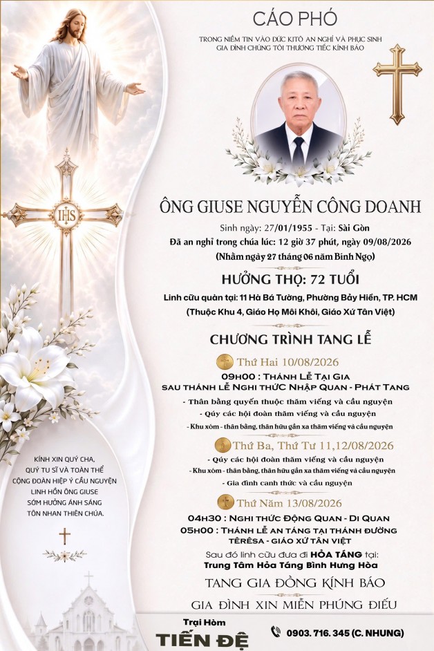 CẦU NGUYỆN CHO ÔNG GIUSE NGUYỄN CÔNG DOANH