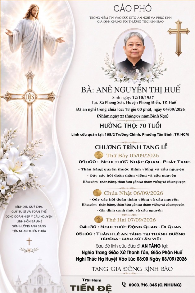 CẦU NGUYỆN CHO BÀ ANNÊ NGUYỄN THỊ HUẾ