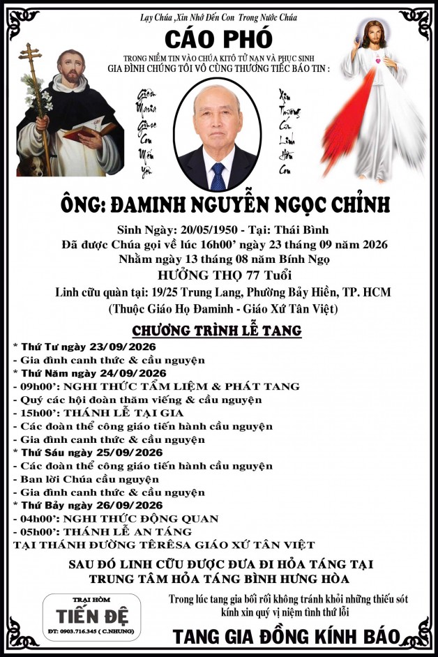 CẦU NGUYỆN CHO ÔNG ĐAMINH NGUYỄN NGỌC CHỈNH