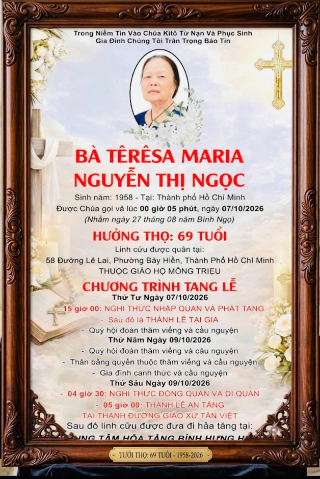 CẦU NGUYỆN CHO BÀ TERSA MARIA NGUYỄN THỊ NGỌC