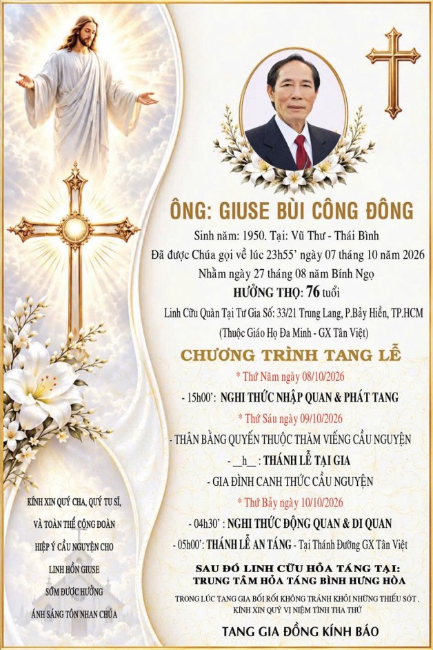 CẦU NGUYỆN CHO ÔNG GIUSE BÙI CÔNG ĐÔNG