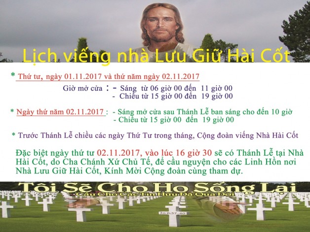 LỊCH VIẾNG NHÀ LƯU GIỮ HÀI CỐT – GIÁO XỨ TÂN VIỆT 2017