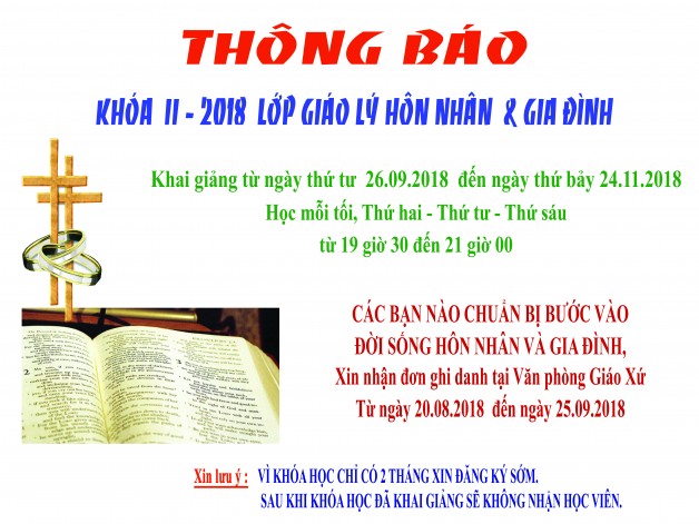 GIÁO XỨ TÂN VIỆT MỞ LỚP GIÁO LÝ HÔN NHÂN KHÓA II – NĂM 2018
