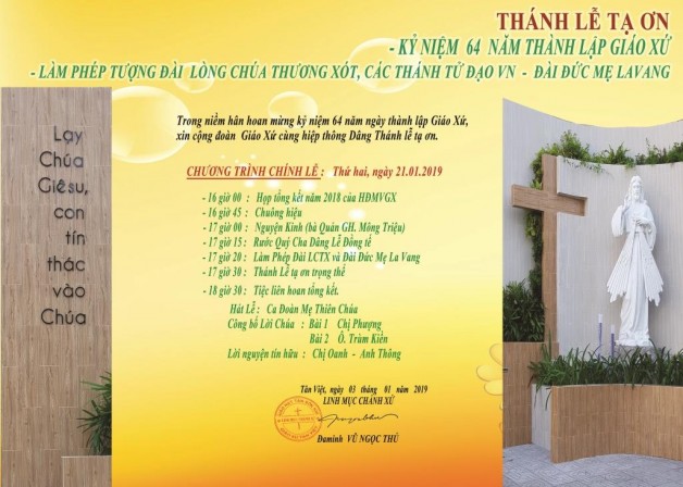 THÁNH LỄ TẠ ƠN – LÀM PHÉP TƯỢNG ĐÀI LCTX & CÁC THÁNH TỬ ĐẠO VN – ĐÀI ĐỨC MẸ LAVANG