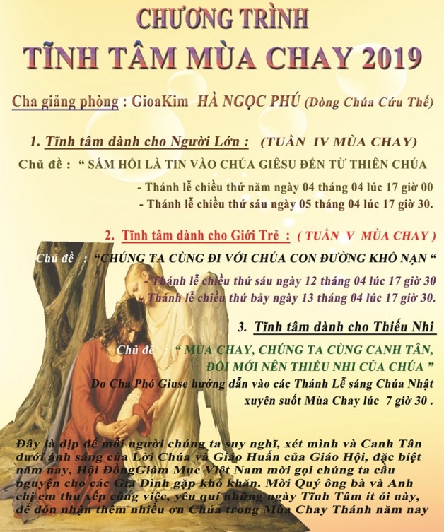 CHƯƠNG TRÌNH TĨNH TÂM MÙA CHAY 2019 TẠI GX. TÂN VIỆT