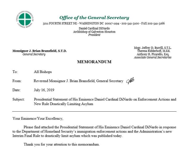 Các giám mục Hoa Kỳ kêu gọi chính quyền TT Trump hủy bỏ quy định mới hạn chế gắt gao việc tị nạn