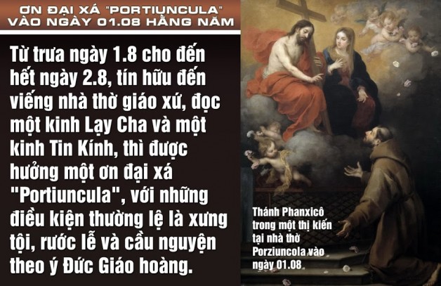 ƠN ĐẠI XÁ PORTIUNCULA – Ngày 1 & 2 tháng 8