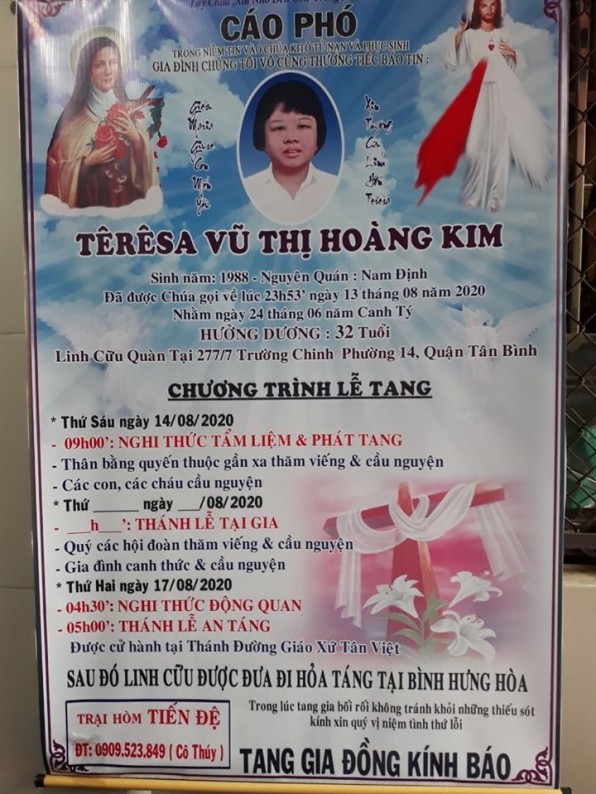 THÁNH LỄ AN TÁNG CHO CHỊ TÊRÊSA VŨ THỊ HOÀNG KIM.