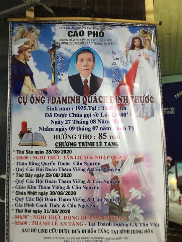 THÁNH LỄ AN TÁNG CHO CỤ ÔNG ĐAMINH QUÁCH ĐÌNH THƯỢC.