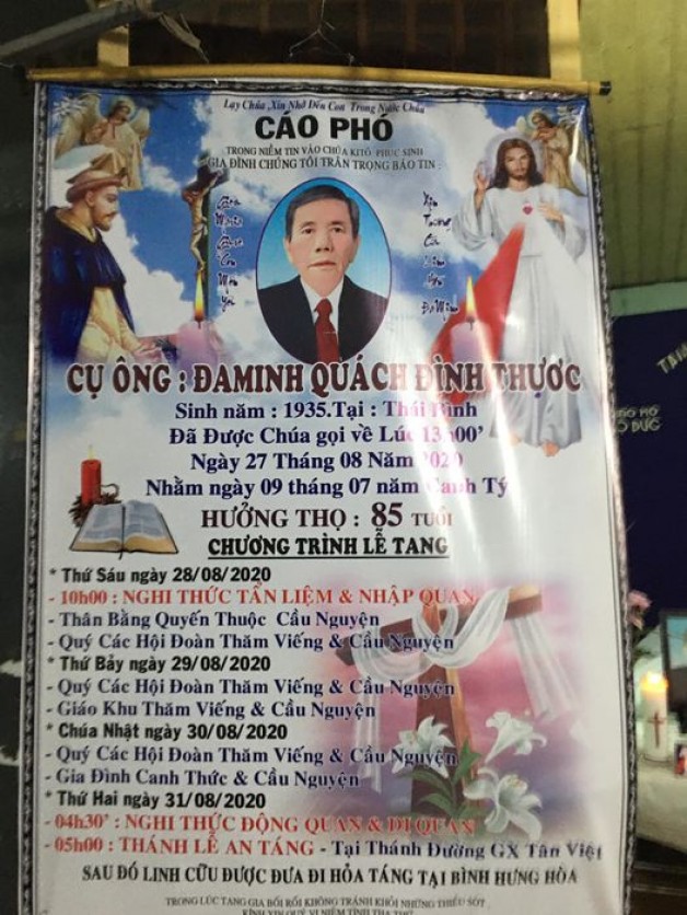 THÁNH LỄ AN TÁNG CHO CỤ ÔNG ĐAMINH QUÁCH ĐÌNH THƯỢC.