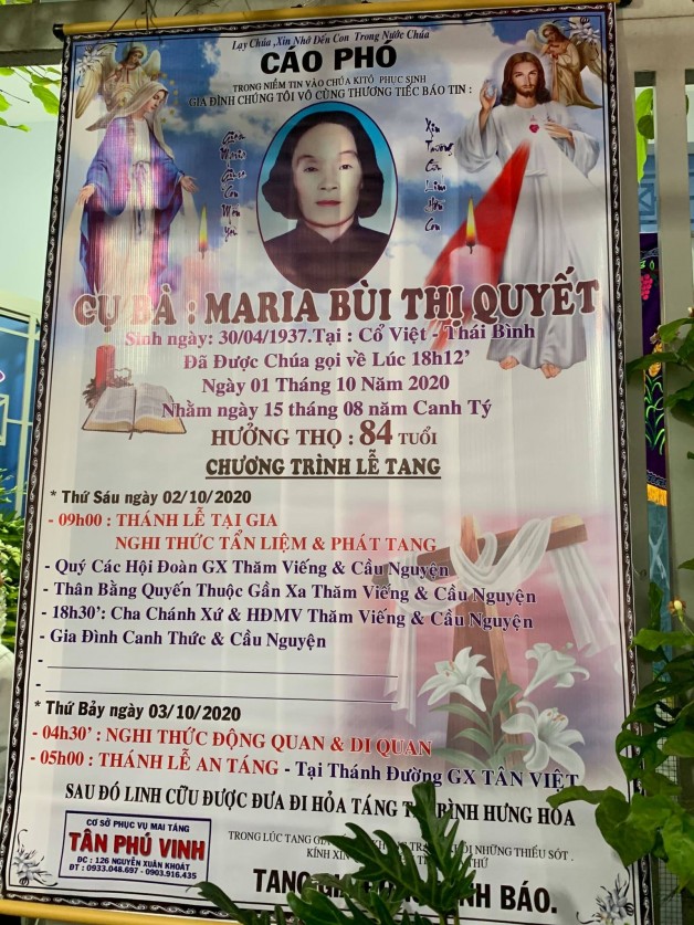 THÁNH LỄ AN TÁNG CHO CỤ BÀ MARIA BÙI THỊ QUYẾT.