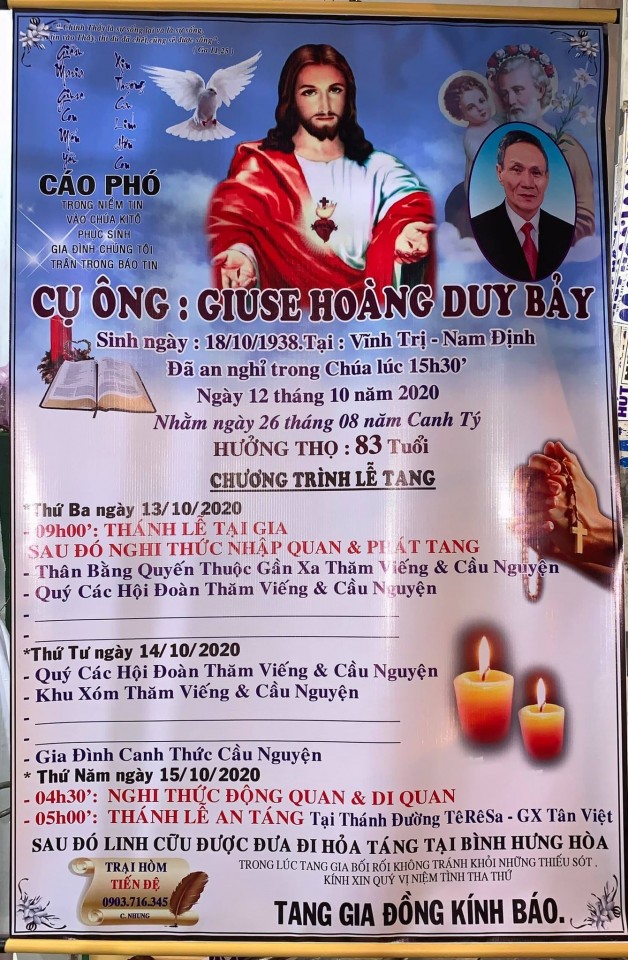 THÁNH LỄ AN TÁNG CHO CỤ ÔNG GIUSE HOÀNG DUY BẢY.