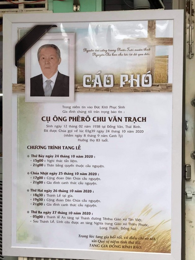 THÁNH LỄ AN TÁNG CHO CỤ ÔNG PHÊRÔ CHU VĂN TRẠCH.