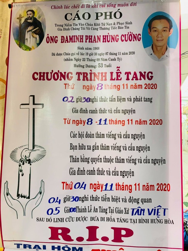 THÁNH LỄ AN TÁNG CHO ÔNG ĐA MINH PHAN HÙNG CƯỜNG.