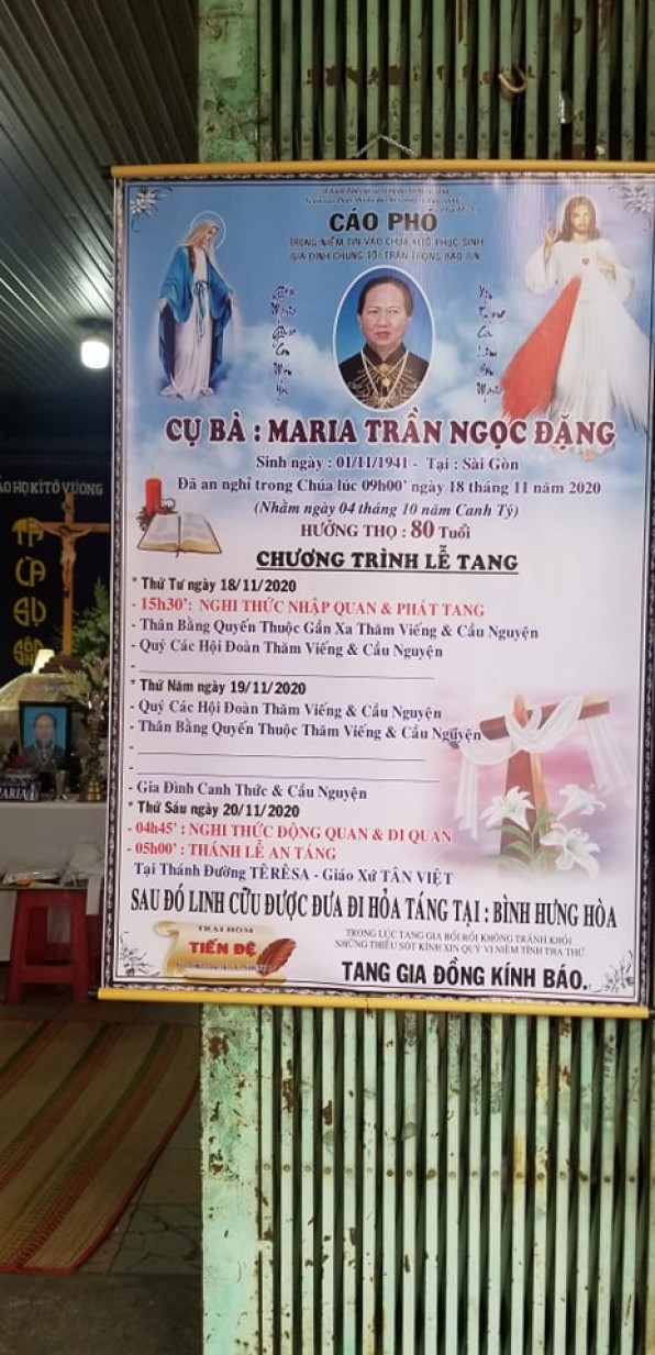 THÃNH LỄ AN TÃNG CHO CỤ BÀ MARIA TRẦN NGỌC ÄẶNG.