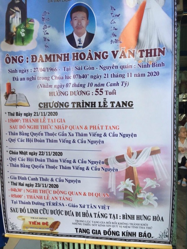 THÃNH LỄ AN TÃNG CHO ÔNG ÄA MINH HOÀNG VÄ‚N THIN.