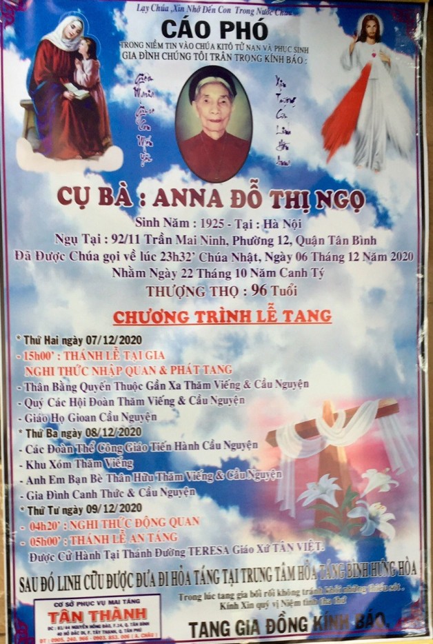THÁNH LỄ AN TÁNG CHO CỤ BÀ ANNA ĐỖ THỊ NGỌ