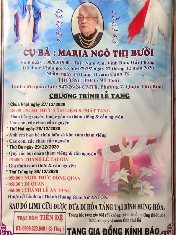 CẦU NGUYỆN CHO BÀ MARIA NGÔ THỊ BƯỞI.