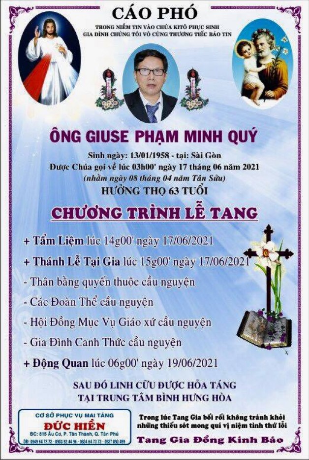 CẦU NGUYỆN CHO ÔNG GIUSE PHẠM MINH QUÝ