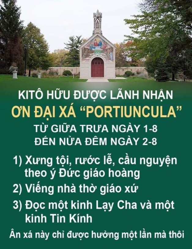 ƠN ĐẠI XÁ PORZIUNCULA NGÀY 2 THÁNG 8