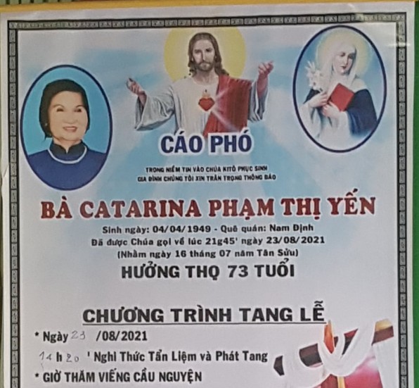 CẦU NGUYỆN CHO BÀ CATARINA PHẠM THỊ YẾN (Bà Äông)