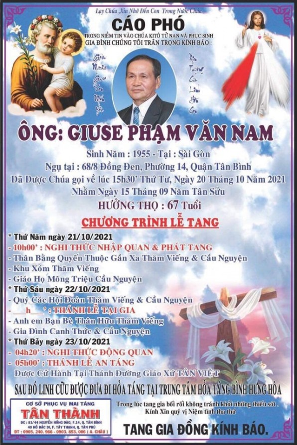 CẦU NGUYỆN CHO ÔNG GIUSE PHẠM VĂN NAM