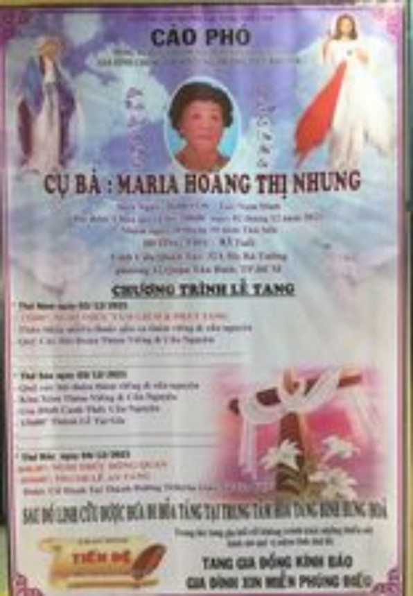 CẦU NGUYỆN CHO CỤ BÀ MARIA HOÀNG THỊ NHUNG