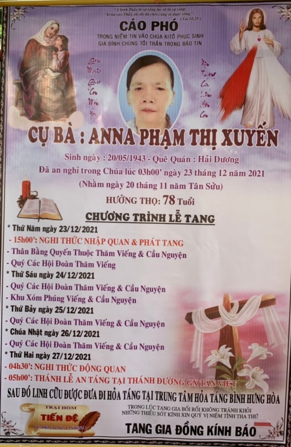 CẦU NGUYỆN CHO BÀ ANNA PHẠM THỊ XUYẾN