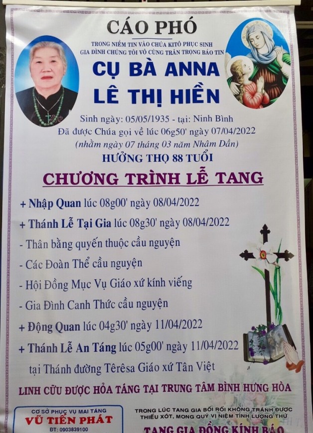 CẦU NGUYỆN CHO CỤ BÀ ANNA  LÊ THỊ HIỀN