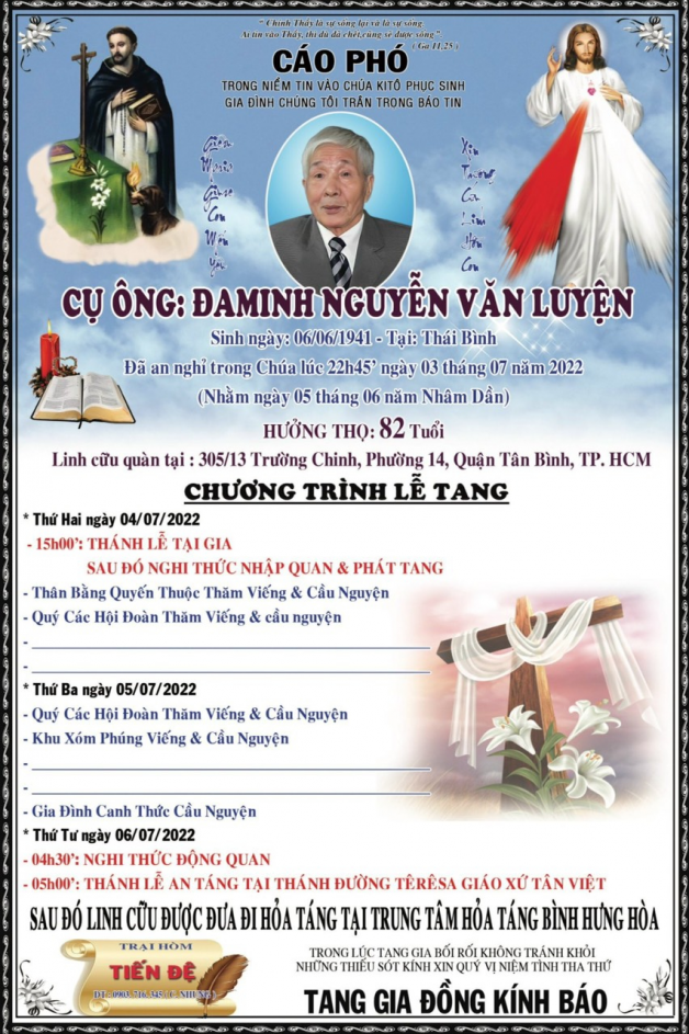 CẦU NGUYỆN CHO CỤ ÔNG ĐAMINH NGUYỄN VĂN LUYỆN
